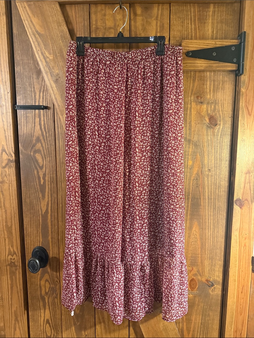 Women's Burgundy Floral Maxi Skirt